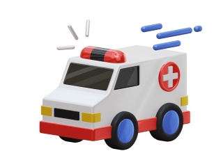 卡通医疗图标救护车C4D模型