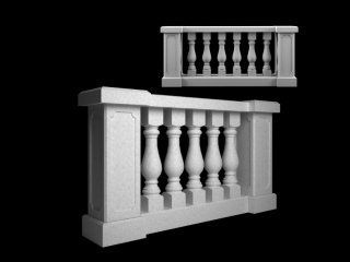 现代石膏线雕花构件栏杆C4D模型