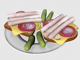 食物西餐香肠火腿C4D模型