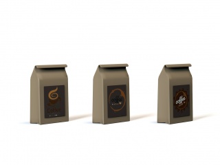 现代纸袋包装袋咖啡袋C4D模型