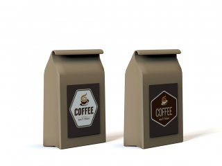 现代纸袋包装袋咖啡袋C4D模型