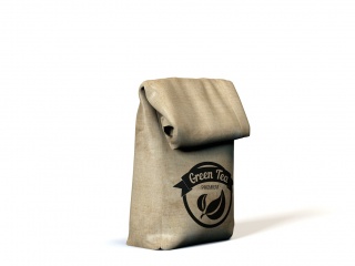 现代纸袋包装袋茶叶袋C4D模型