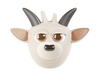 卡通动物头像宠物山羊goatC4D模型