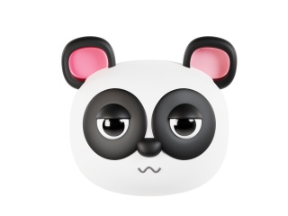 卡通动物头像宠物熊猫pandaC4D模型