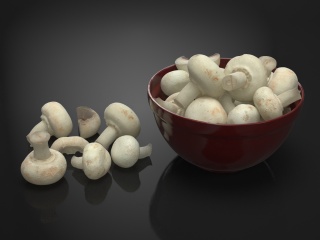 现代食物蔬菜白蘑菇C4D模型