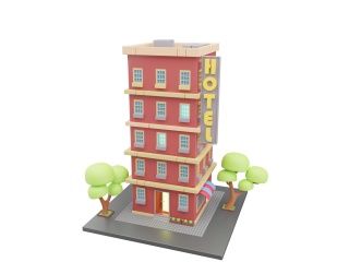 卡通城市建筑房屋C4D模型