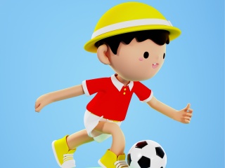 运动3D踢足球卡通人物C4D背景C4D模型