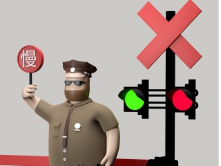 交通执勤警察人物咖色卡通形象C4D背景C4D模型