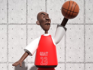 运动3D篮球运动员红色球衣卡通背景C4D模型