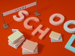 现代开学季教育插画C4D模型