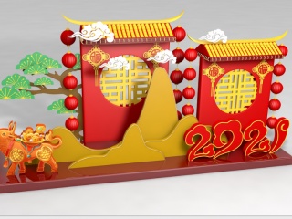 中国风展台舞台C4D模型