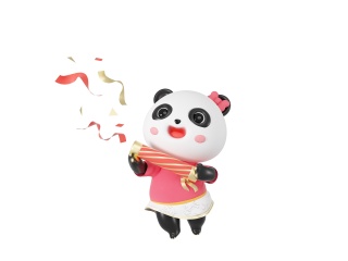 国庆吉祥物卡通熊猫C4D模型