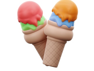 卡通夏日度假沙滩元素Ice Cream ConeC4D模型