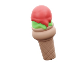 卡通夏日度假沙滩元素Ice Cream Cone1C4D模型