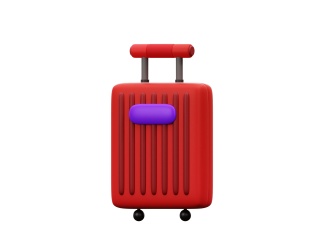 卡通夏日度假沙滩元素红色手提箱C4D模型