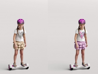 骑平衡车的女孩C4D模型