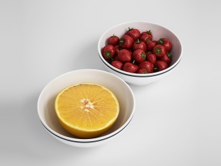现代水果橙子草莓C4D模型