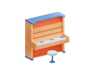 卡通乐器钢琴C4D模型
