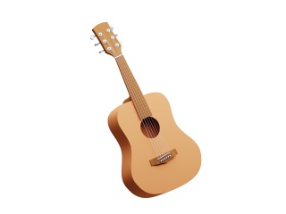 卡通乐器木吉他C4D模型