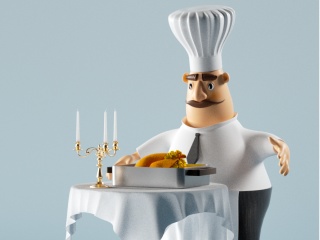 卡通厨师配餐动漫角色C4D模型