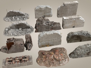 现代砖墙水泥墙C4D模型