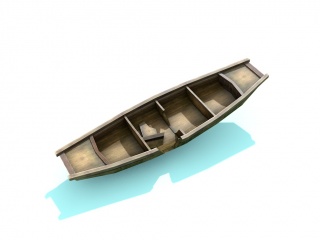 渔舟划桨船C4D模型