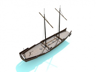 古代船舶乌篷船C4D模型