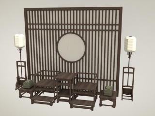 新中式家具C4D模型