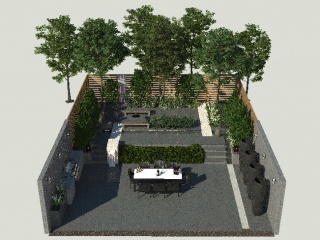 户外花园景观场景庭院C4D模型