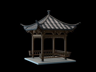 古建筑中式亭子C4D模型