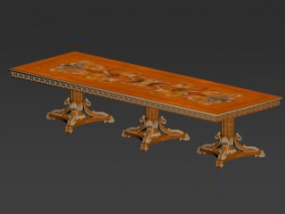欧式实木家具C4D模型