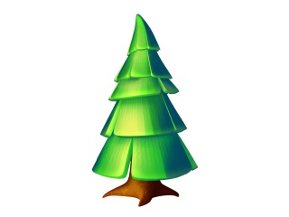 卡通植物大树树木冷杉圣诞树松树C4D模型