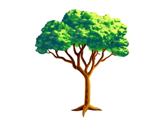 卡通绿植大树C4D模型