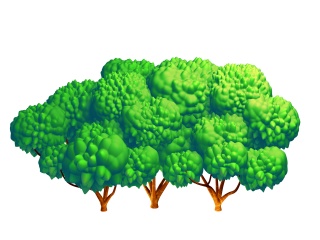 卡通植物绿植模型树木公园大树森林多棵树木C4D模型