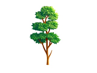卡通植物绿植大树森林绿化树松树罗汉松C4D模型