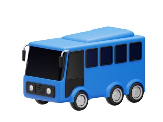 卡通交通运输车辆蓝色公交车小汽车C4D模型