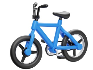 卡通交通运输车辆蓝色自行车脚踏车C4D模型