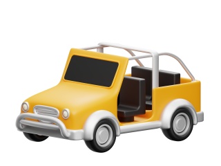 卡通交通运输工具车辆黄色旅游四座敞篷车C4D模型