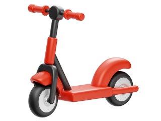 仿真卡通儿童交通运输工具车红色滑板车平衡车脚踏车C4D模型