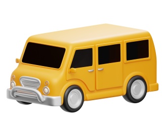 仿真卡通交通运输工具车辆黄色大货车公交车C4D模型