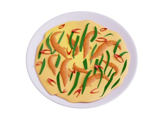 卡通现代美食虾汤C4D模型