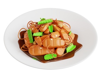 仿真卡通食物美食炒菜炒肉C4D模型