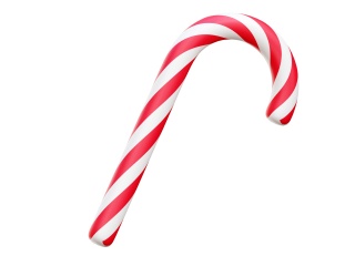 卡通圣诞节圣诞树常见装饰品红白条纹拐杖糖果C4D模型