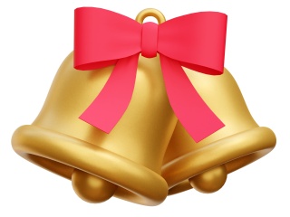 卡通圣诞节圣诞树常见装饰品红色蝴蝶结大一双两个铃铛C4D模型