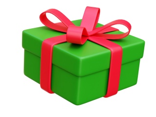 卡通圣诞节圣诞树常见装饰用品红色蝴蝶结正方形绿色礼物盒包装盒C4D模型