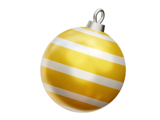 卡通圣诞节圣诞树常见装饰用品黄色灯笼球氛围球C4D模型