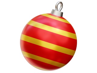 卡通圣诞节圣诞树常见装饰用品红色灯笼球氛围球C4D模型