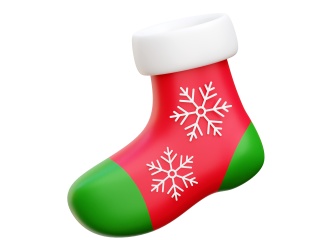 卡通圣诞节圣诞树装饰用品装饰袜子圣诞袜C4D模型