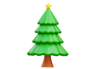 卡通圣诞节圣诞树松树无装饰星星圣诞树C4D模型