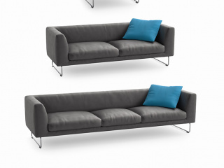 大户型复古简约多人休闲布艺沙发可组合深灰色C4D模型